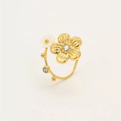 18K Gold-Plated Flower Open Ring