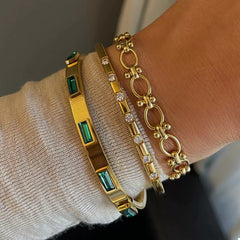 18K Gold-Plated Stainless Steel Zircon Bracelet