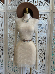 Long Sleeve Lace Mini Dress- Not Stretchy, No Estira