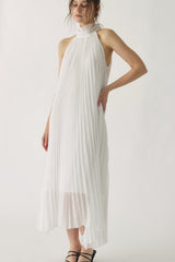 Elena Pleated Halter Maxi Dress