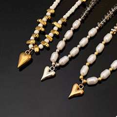 Pearl & Heart Pendant Necklace