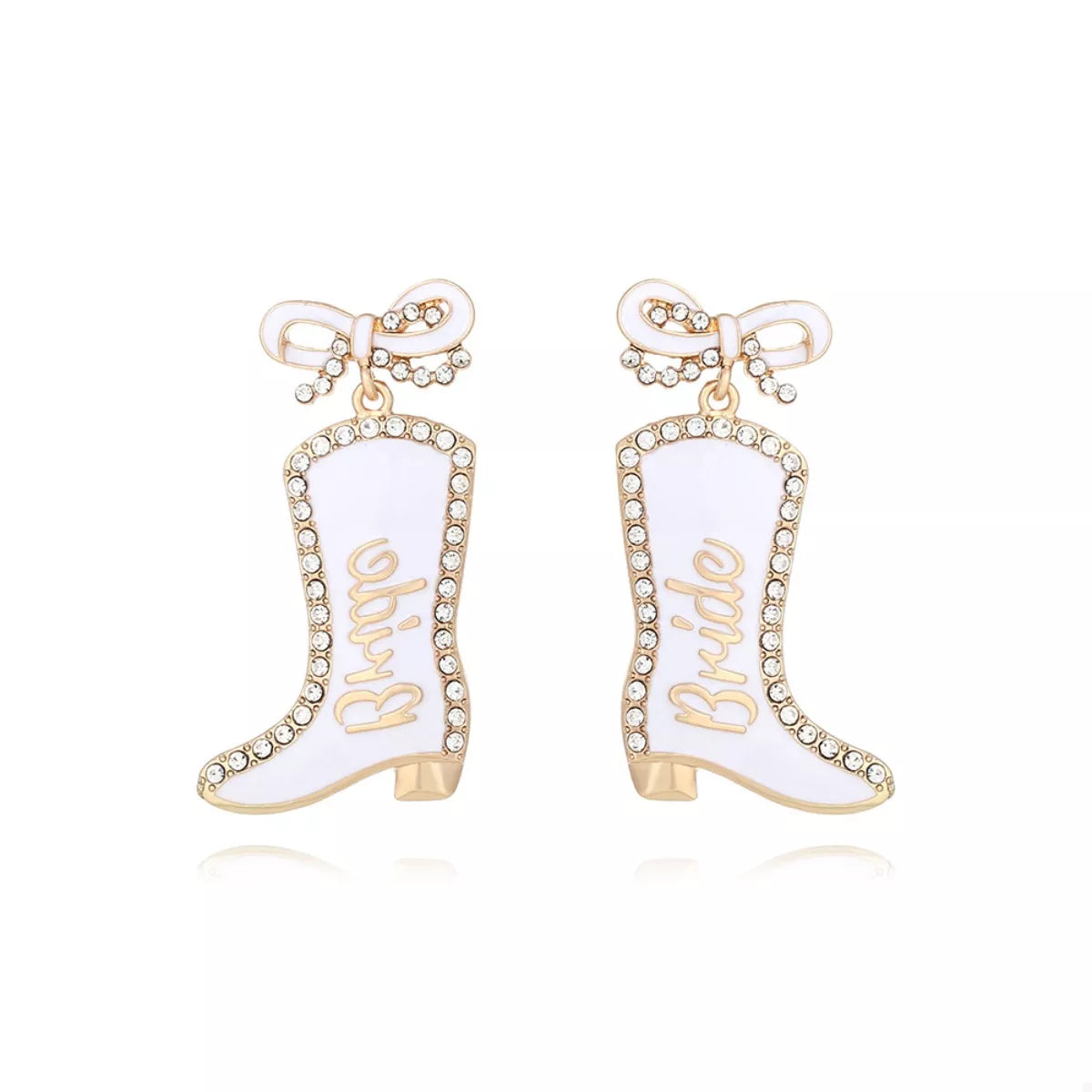 Cowgirl Boot Dangle Earrings with Bow
