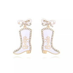 Cowgirl Boot Dangle Earrings with Bow