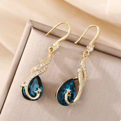 18K Gold-Plated Peacock Teardrop Earrings