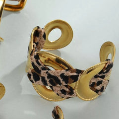 Leopard Ribbon 18K Gold-Plated Open Bracelet