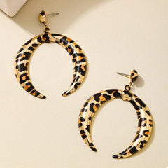 Leopard Crescent Dangle Earrings