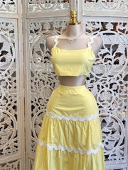 Yellow Squiggly Pattern Set- Not Stretchy, No Estira