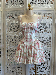 Dainty Corset Floral Lace Mini Dress - No Estira, Not Stretchy