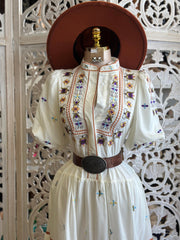 Tiered Embroidered Midi Dress- Not Stretchy, No Estira