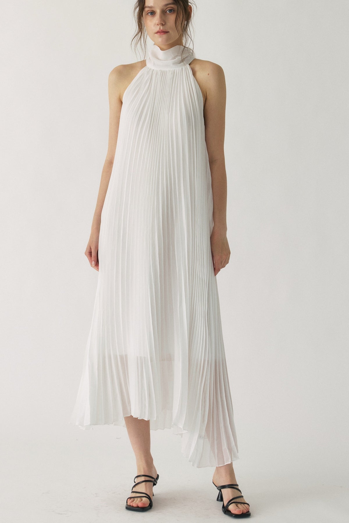 Elena Pleated Halter Maxi Dress