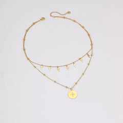 18K Gold-Plated Cross Double Layered Pendant Necklace