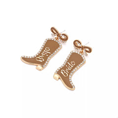 Cowgirl Boot Dangle Earrings with Bow