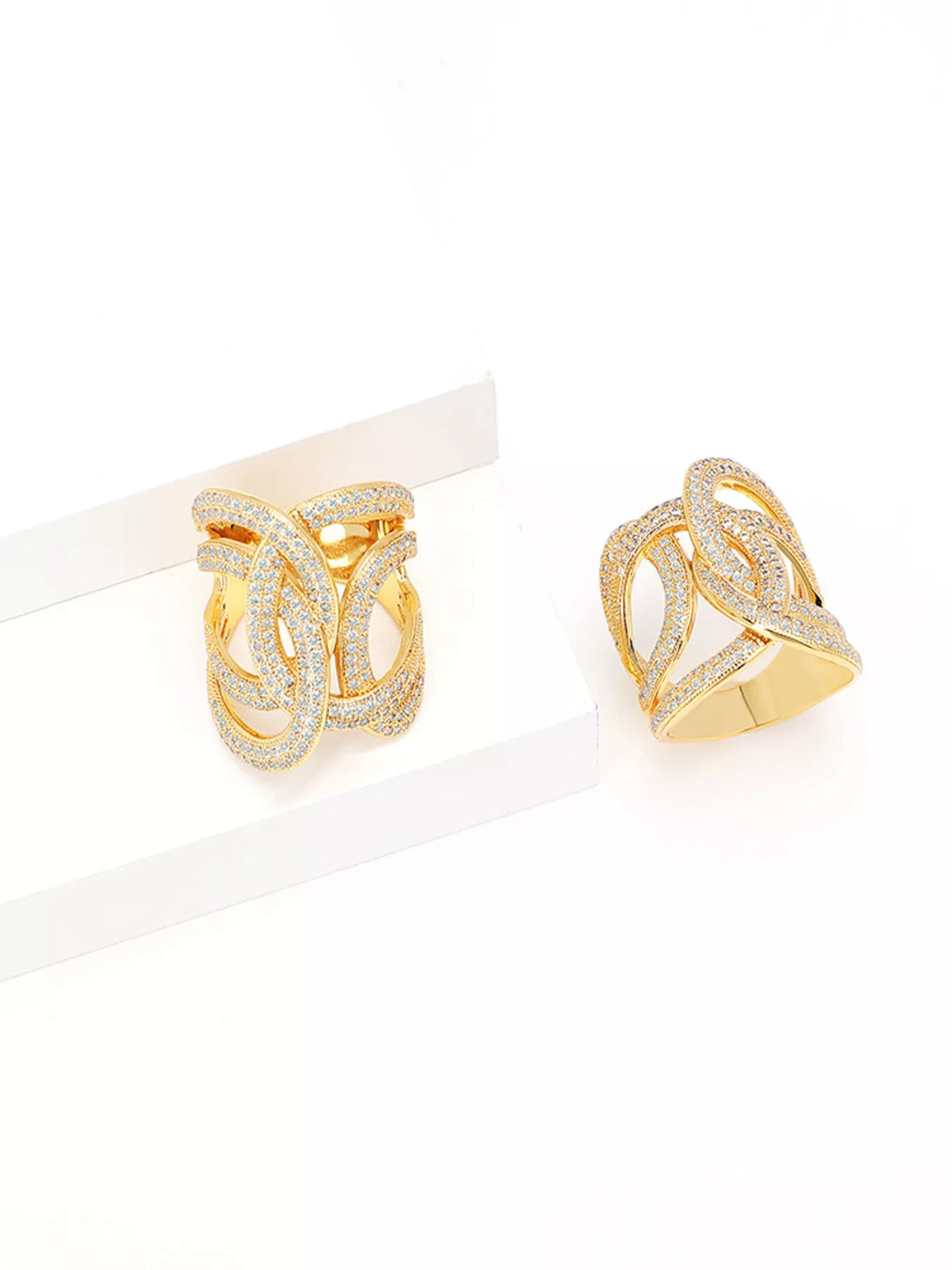 18K Gold-Plated Zircon Interwoven Ring