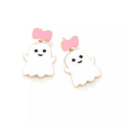 Halloween Ghost Dangle Earrings with Bow