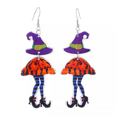 Halloween Witch Hat and Legs Dangle Earrings