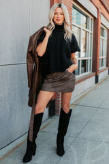 Cozy Escape Short Sleeve Cable Knit Sweater (Black)