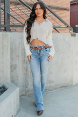 Dream Mirage Contrast Sleeve Cardigan Sweater (Sand)