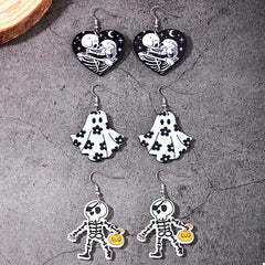 3 Pair Halloween Themed Acrylic Dangle Earrings
