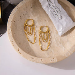 18K Gold-Plated Chain Hoop Earrings