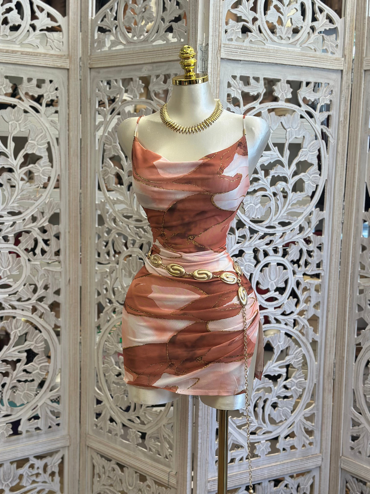 Shimmer Lined Tie Dye Dress- Estira, Stretchy