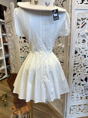 Ivory Ribbon Fluffy Mini  Dress- Not Stretchy, No Estira