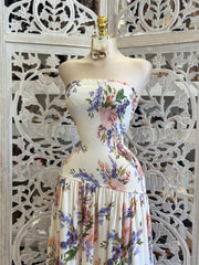 Strapless Smocked Floral Midi Dress - Estira, Stretchy