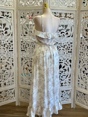 Soft Ivory Rose Maxi Pattern Dress- Estira, Stretchy