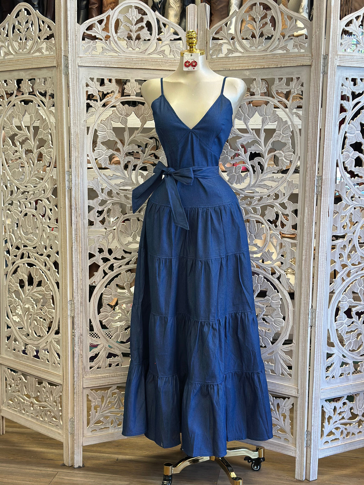 Tiered Denim Dress -Not Stretchy, No Estira