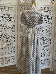 Collard Pattern Maxi Dress- Not Stretchy , No Estira
