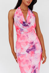 Janika Halterneck Maxi Dress Floral Pink