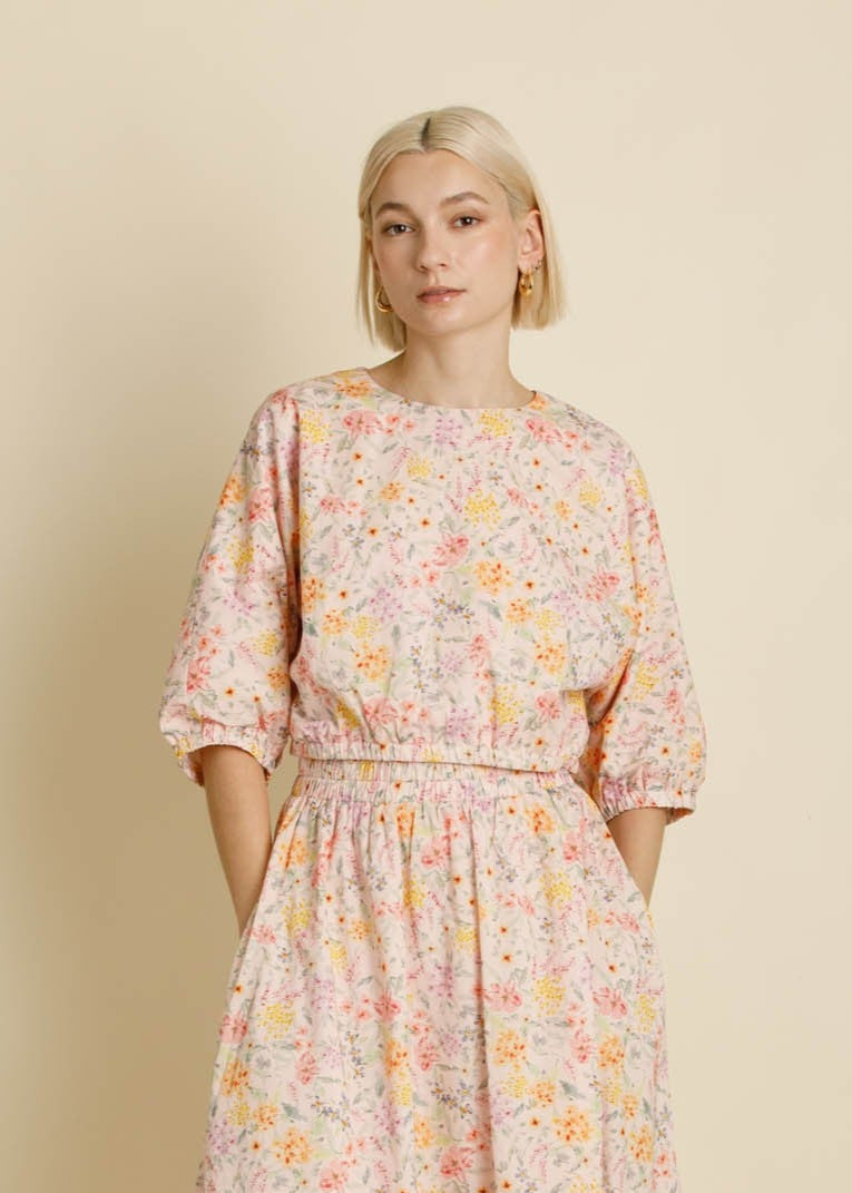 MAYVE FLORAL DOLMAN SLEEVE TOP
