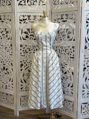Striped Floral Midi Dress- Not Stretchy, No Estira