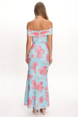 Tilda Off-Shoulder Maxi Dress Floral Blue