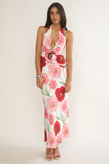 Vale 3D Flower Halter Maxi Dress Floral