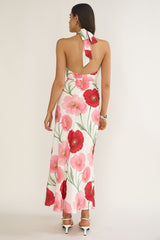 Vale 3D Flower Halter Maxi Dress Floral