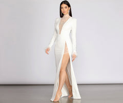 Beka Mesh And Heat Stone High Slit Dress