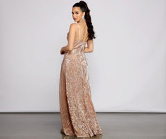 Blair Sequin Wrap Front Formal Dress