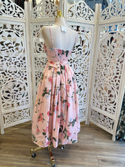 Pink Floral Midi Dress-Stretchy, Estira