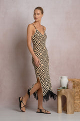 Aleki Crochet Maxi Black White Combo