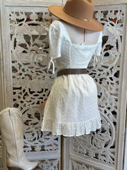 Eyelet Flowy Mini Dress- Not Stretchy, No Estira