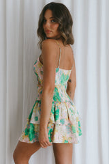 Sylvie Shirred Waist Cami Strap Dress Floral Pink