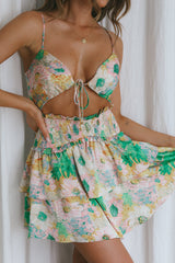 Sylvie Shirred Waist Cami Strap Dress Floral Pink