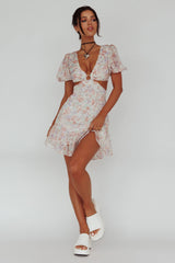 Graciele Laced Back Cut-Out Mini Dress Floral Blush