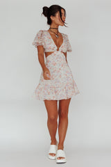 Graciele Laced Back Cut-Out Mini Dress Floral Blush