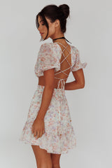 Graciele Laced Back Cut-Out Mini Dress Floral Blush