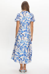 Kyrah Puff Sleeve Midi Dress Floral White