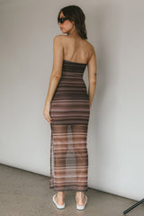 Island Life Strapless Maxi Dress Brown