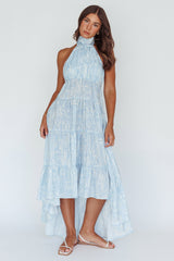 South Haven Halter Midi Dress Floral Blue