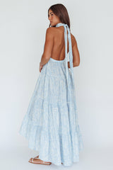 South Haven Halter Midi Dress Floral Blue