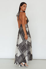 Kailie Halterneck Midi Dress Crosshatch Black